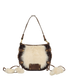 Furry PomPom Shoulder Bag, &pound;190, Handbags, Brown, Suede, Front view